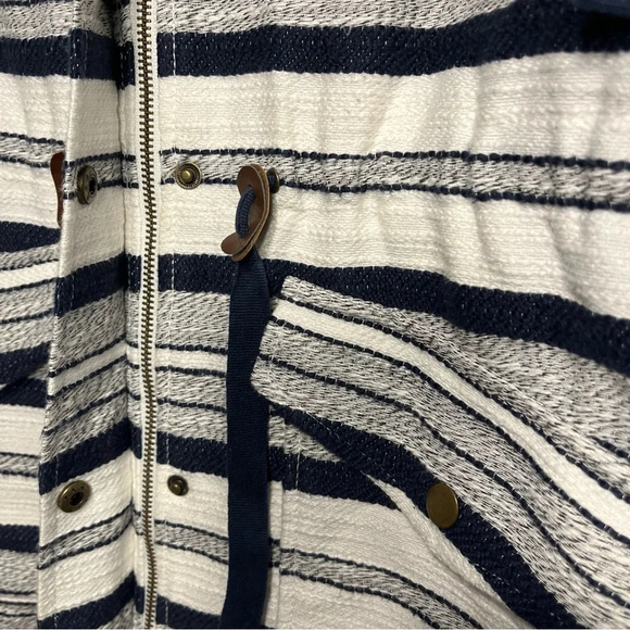 Loft Breton Women's Small Anorak Jacket Nautical Navy Blue & White Striped - Picture 6 of 10